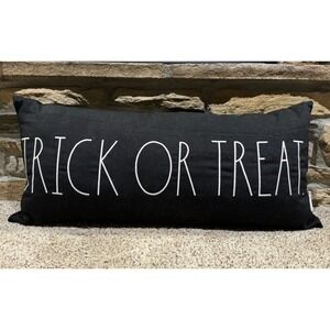 Decorative 29" inch Halloween Trick or Treat Holiday Rae Dunn Pillow, Black